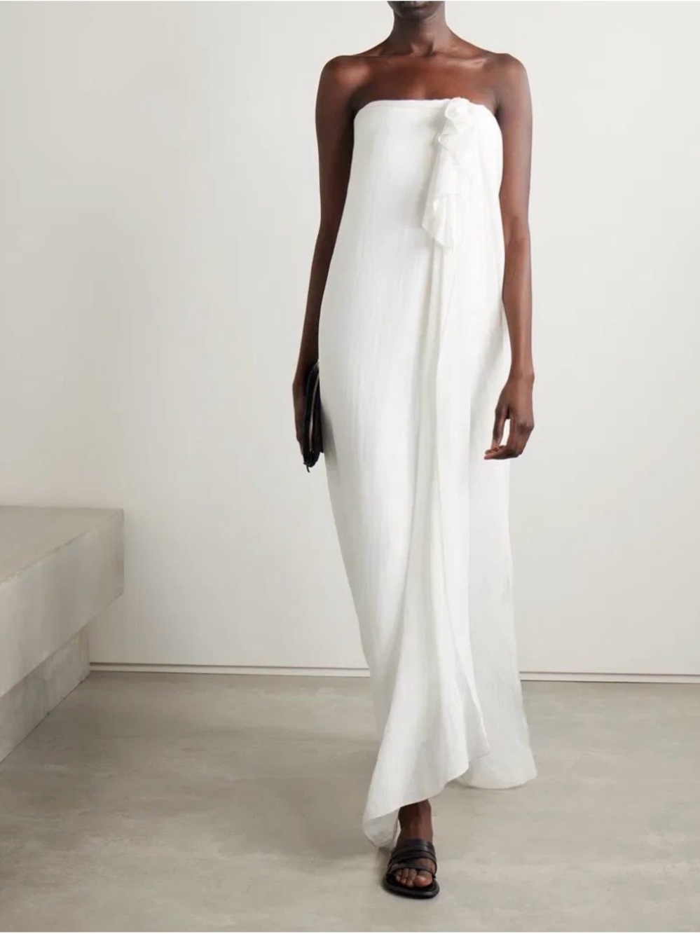 The Row Madeleine Strapless Cascading-Drape Gown 10 $2490 quiet luxury minimal